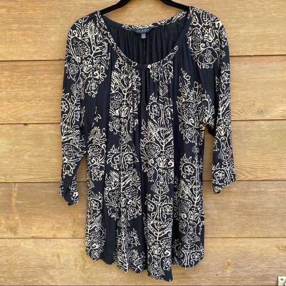 Lucky Brand Black Tunic with Gold Design - Picture 1 of 7